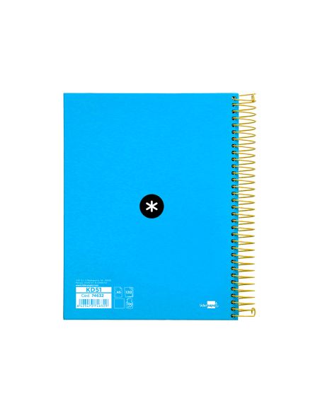Cuaderno Espiral A5 Micro Antartik Tapa Forrada 120H 90G Liso Con Bandas 6 Taladros Color Azul