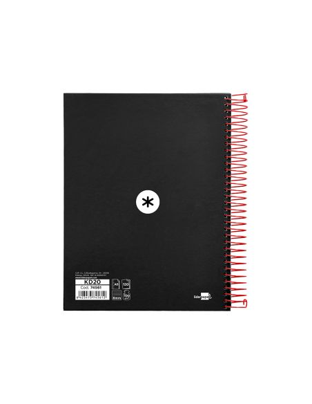 Cuaderno Espiral A5 Micro Antartik Tapa Forrada 120H 90 Gr Horizontal 5 Bandas 6 Taladros Color Negro