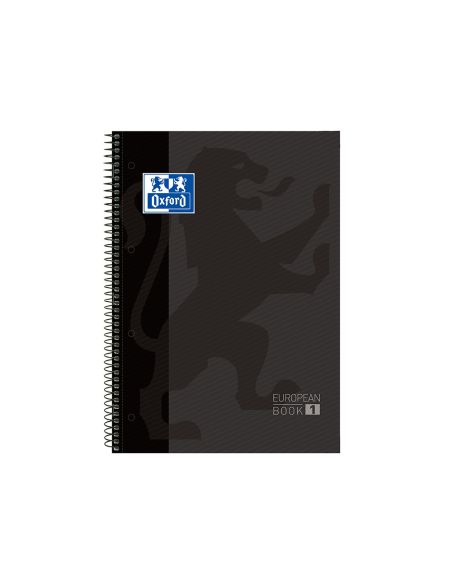 Bloc Espiral Oxford European Book Tapa Extradura Din A4 80 Hojas Cuadricula 5 Mm Color Gris