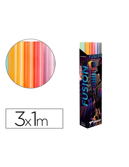 Papel Kraft Fusion 1X3 Mt Expositor 30 Rollos Colores Surtidos