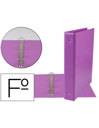 Carpeta Liderpapel 4 Anillas 40 Mm Redondas Plastico Folio Color Lila