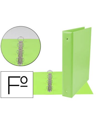 Carpeta Liderpapel 4 Anillas 40 Mm Redondas Plastico Folio Color Verde Pistacho