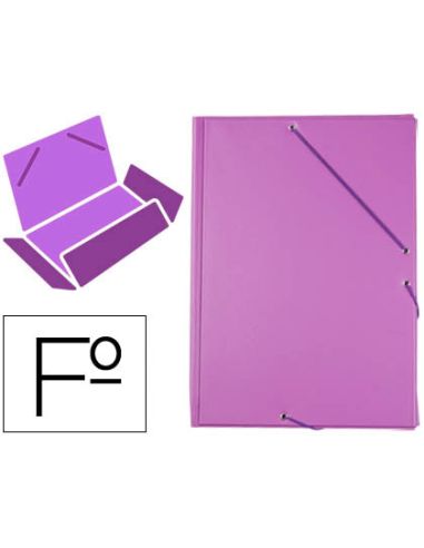 Carpeta Liderpapel Gomas Tres Solapas Plastico Folio Color Lila