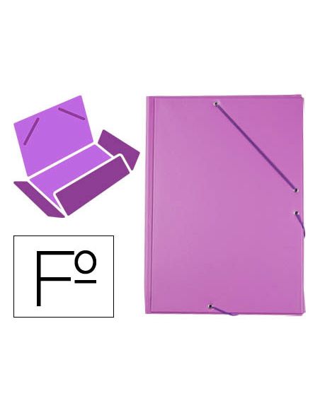 Carpeta Liderpapel Gomas Tres Solapas Plastico Folio Color Lila