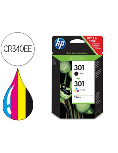 Ink Jet Hp 301 Pack Con Tinta Negra Y Tinta Tricolor 1000/1001 3000/ 3050/3050Se/3050Ve 1050A/2050A/2054A/3050A