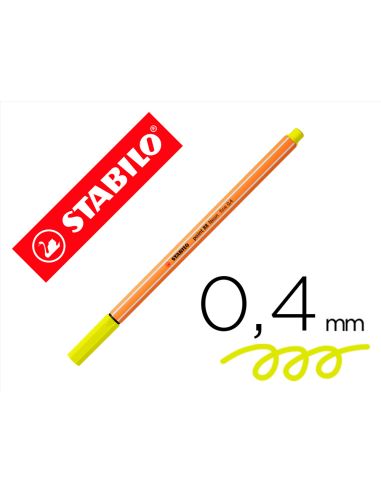 Rotulador  Amarillo Neon Stabilo Punta De Fib Ra Point 88 Punta Fina 0,4Mm