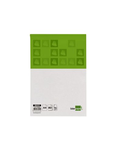 Bloc Notas Liderpapel Liso A4 80 Hojas 60 G/M2 Perforado Sin Tapa