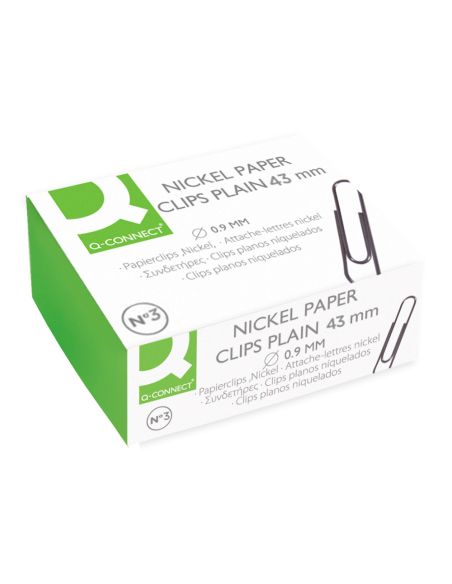 Clips Niquelados Q-Connect Nº3 43 Mm Caja De 100 Unidades