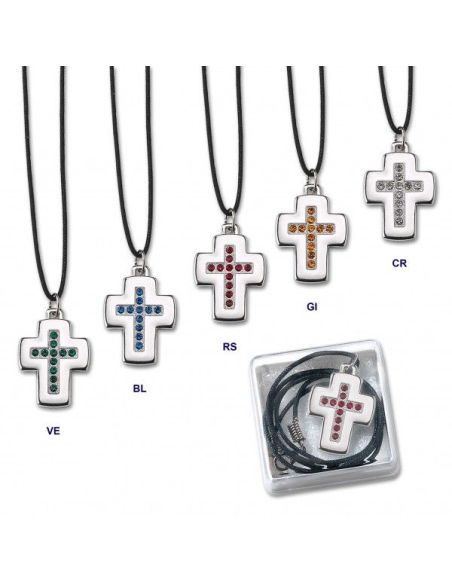 Cruz Metal Swarovski Amarillo Colgar 3Cm C/Caja (24)
