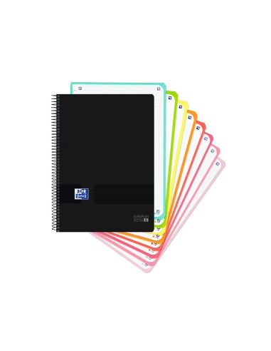 Cuaderno Espiral Oxford Ebook 8 Tapa Plastico Din A4+ 160 H Cuadricula 5 Mm Black'N Colors Turquesa