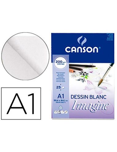 Bloc Dibujo Multitecnicas Canson Imagine Din A1 Encolado Liso 59,4X84,1 Cm 25 Hojas 200 Gr/M2