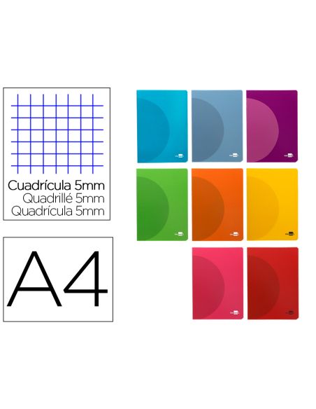 Libreta Liderpapel 360 Tapa De Plastico A4 48 Hojas 90Gr 5Mm Con Doble Margen Colores Surtidos