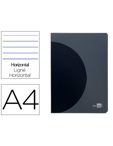 Libreta Liderpapel 360 Tapa De Plastico A4 48 Hojas 90Gr Horizontal Con Doble Margen Tapa Negra