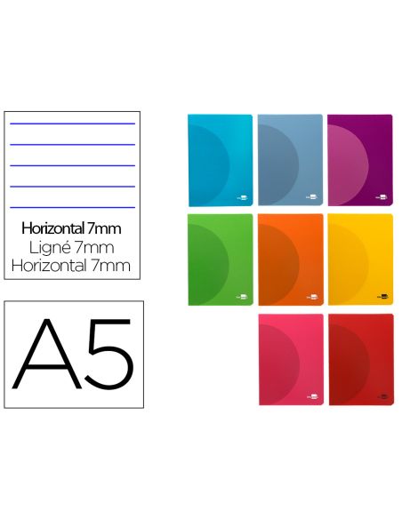Libreta Liderpapel 360 Tapa De Plastico A5 48 Hojas 90Gr Horizontal Con Doble Margen Colores Surtidos