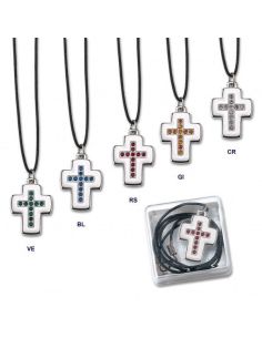 Cruz Metal Swarovski Azul Colgar 3Cm C/Caja (24)