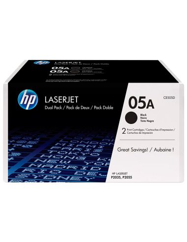 Toner Hp 05A Laserjet P2033 / 2035 / 2036 / 2037 / 2054 / 2055 / 2056 / 2057 Negro Pack De 2 Unidades 2.300 Pag