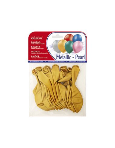 Globo 100% Latex Biodegradable Metalizado Oro Bolsa De 15 Unidades