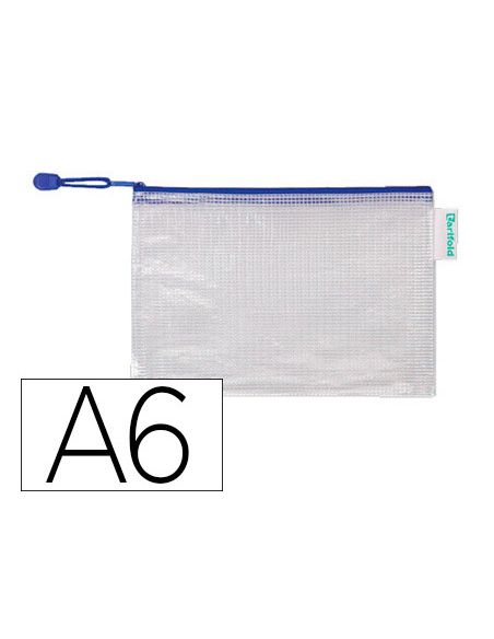 Bolsa Multiusos Djois Pvc Din A6 Apertura Superior Con Cremallera Portaboligrafo Y Correa Azul