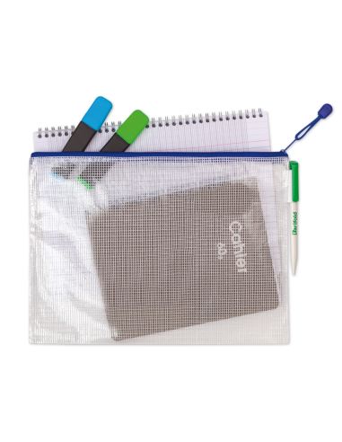 Bolsa Multiusos Djois Pvc Din A6 Apertura Superior Con Cremallera Portaboligrafo Y Correa Azul