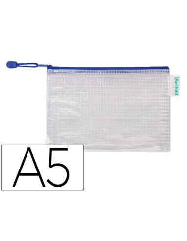 Bolsa Multiusos Djois Pvc Din A5 Apertura Superior Con Cremallera Portaboligrafo Y Correa Azul