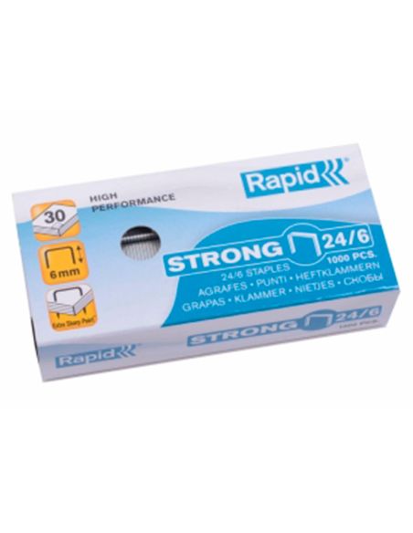 Grapas Rapid Nº 24/6 Strong Galvanizadas Caja De 1000 Unidades