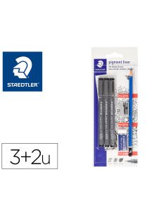 Rotulador Staedtler Calibrado Micrometrico 308 Negro Blister De 3 Und + Goma Lapiz Y Sacapuntas De Regalo
