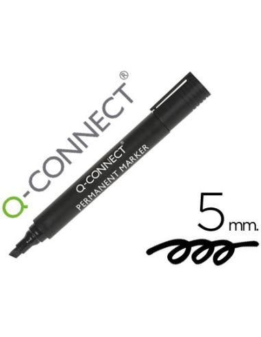 Rotulador Negro  Q-Connect Marcador Permanente Punta Biselada 5 Mm