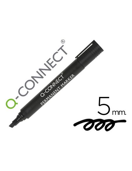 Rotulador Negro  Q-Connect Marcador Permanente Punta Biselada 5 Mm