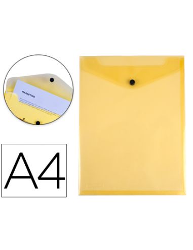 Carpeta Liderpapel Dossier Broche Polipropileno Din A4 Formato Vertical Amarilla Transparente 50 Hojas