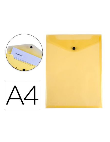 Carpeta Liderpapel Dossier Broche Polipropileno Din A4 Formato Vertical Amarilla Transparente 50 Hojas