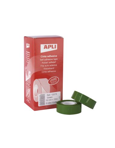 Cinta Adhesiva Apli 33 Mt X 19 Mm Color Verde