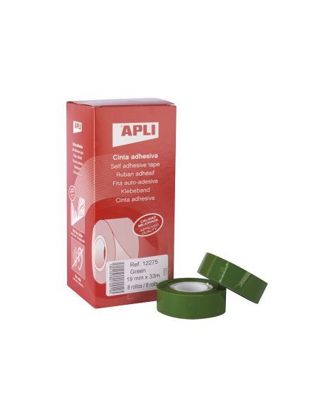 Cinta Adhesiva Apli 33 Mt X 19 Mm Color Verde