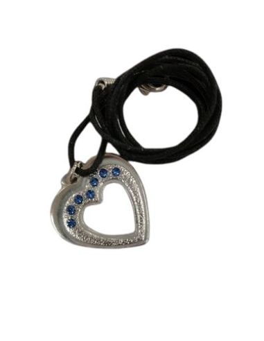 Colgante Corazon Metal Strass Azul 25Mm C/Caja (25)