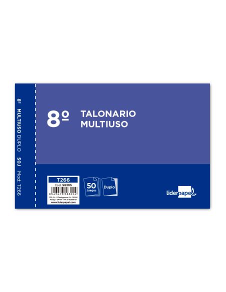 Talonario Liderpapel Multiusos Octavo Duplicado Apaisado
