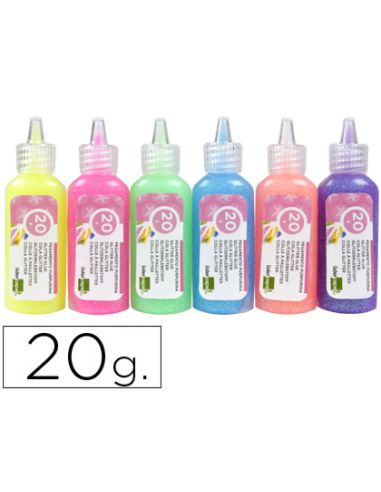 Purpurina Pegamento Liderpapel Fantasia Colores Metalicos Pasteles Bote De 20 Gr