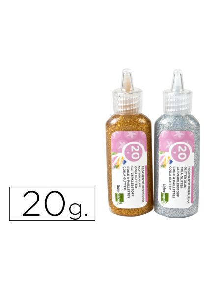 Purpurina Pegamento Liderpapel Fantasia Colores Metalicos Oro Y Plata Bote De 20 Gr