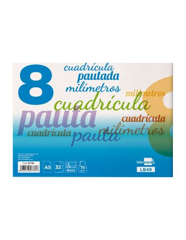 Libreta Liderpapel Pautaguia Tapa Cartoncillo 32 Hojas Din A5 70Gr Cuadriculado Pautado 8 Mm Apaisado Con Margen