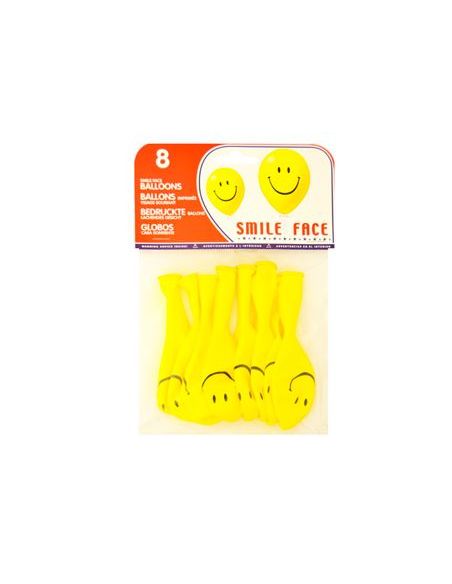 Globo 100% Latex Biodegradable Cara Sonriente Bolsa De 8 Unidades|Libreriasalesiana