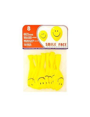 Globo 100% Latex Biodegradable Cara Sonriente Bolsa De 8 Unidades|Libreriasalesiana