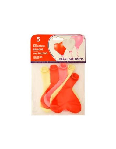 Globo 100% Latex Biodegradable Con Forma Corazon Bolsa De 5 Unidades|Libreriasalesiana