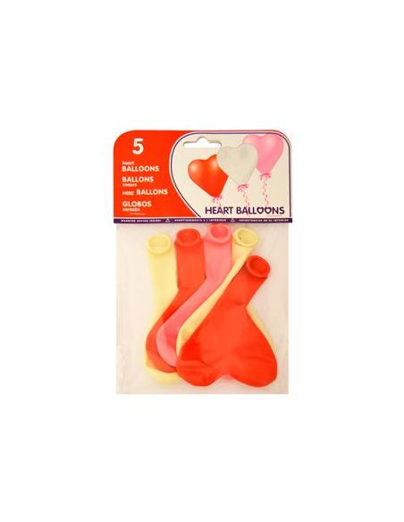 Globo 100% Latex Biodegradable Con Forma Corazon Bolsa De 5 Unidades|Libreriasalesiana