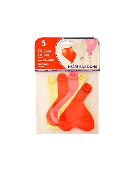 Globo 100% Latex Biodegradable Con Forma Corazon Bolsa De 5 Unidades|Libreriasalesiana