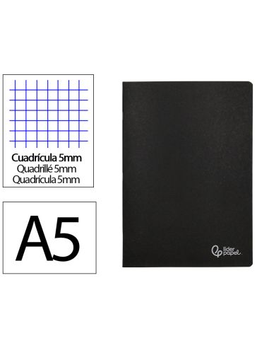 Libreta Liderpapel Tapa Negra A5 80 Hojas 60Gr Cuadro 5Mm Con Doble Margen