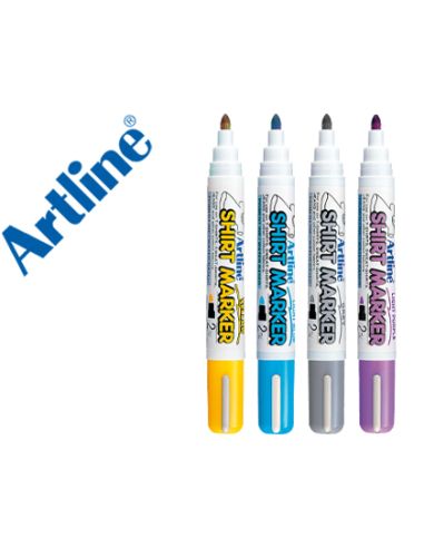 Rotulador Artline Camiseta Ekt-2 Amarillo Gris Celeste Y Violeta Punta Redonda 2 Mm Usoen Camiseta Caja De 4 Unidades