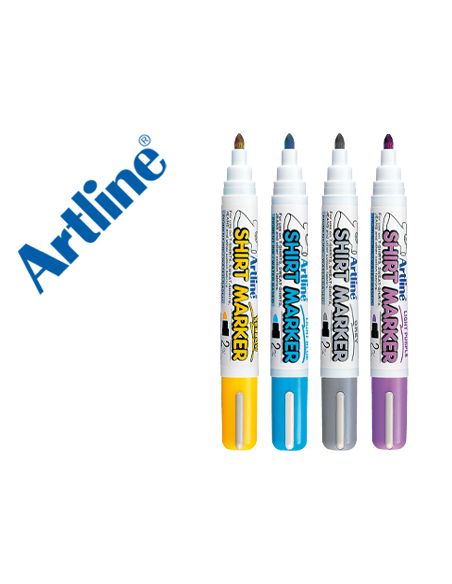 Rotulador Artline Camiseta Ekt-2 Amarillo Gris Celeste Y Violeta Punta Redonda 2 Mm Usoen Camiseta Caja De 4 Unidades