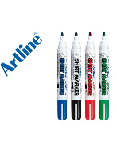 Rotulador Artline Camiseta Ekt-2 Negro Rojo Azul Y Verde Punta Redonda 2 Mm Para Uso En Camiseta Caja De 4 Unidades