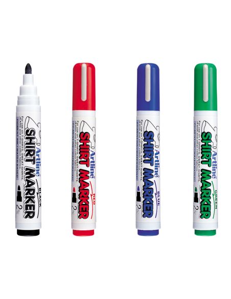 Rotulador Artline Camiseta Ekt-2 Negro Rojo Azul Y Verde Punta Redonda 2 Mm Para Uso En Camiseta Caja De 4 Unidades