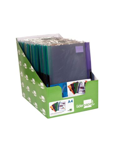 Carpeta Liderpapel Dossier Pinza Lateral Polipropileno Din A4 30 Hojas Pack De 4 Colores Surtidos