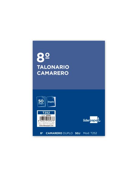 Talonario Liderpapel Camarero Octavo Original Y Copia T252 Zig Zag