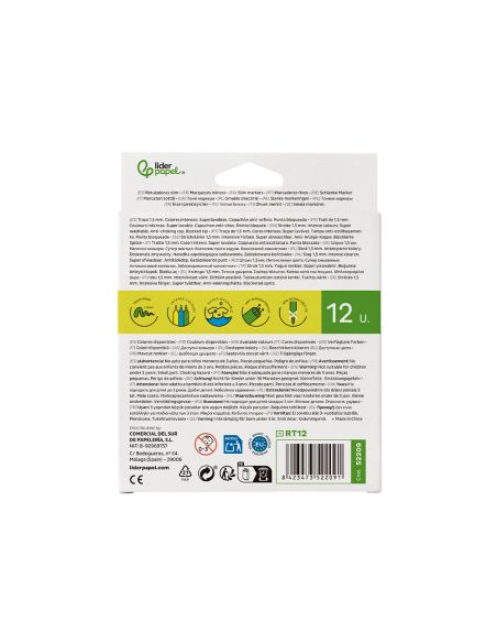 Rotulador Liderpapel Slim Caja De 12 Unidades Colores Surtidos
